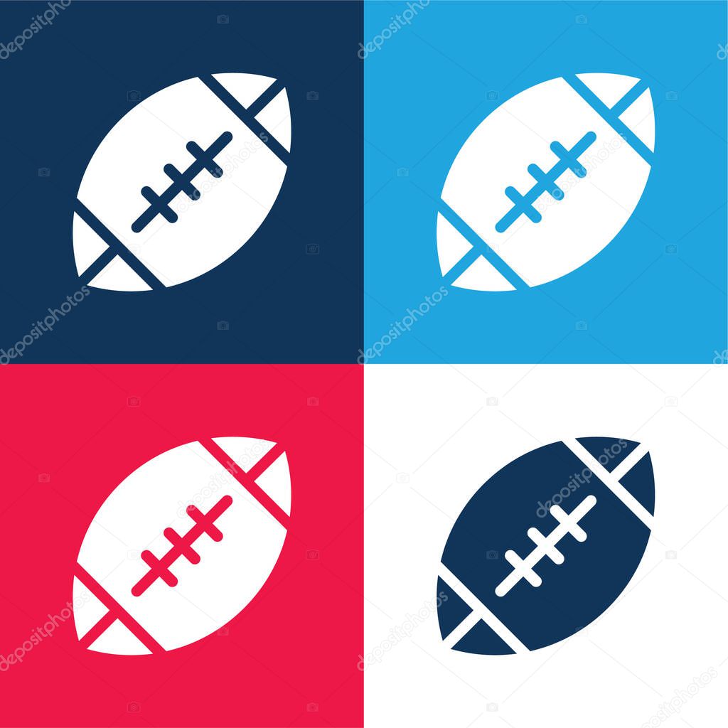 American Football blue and red four color minimal icon set