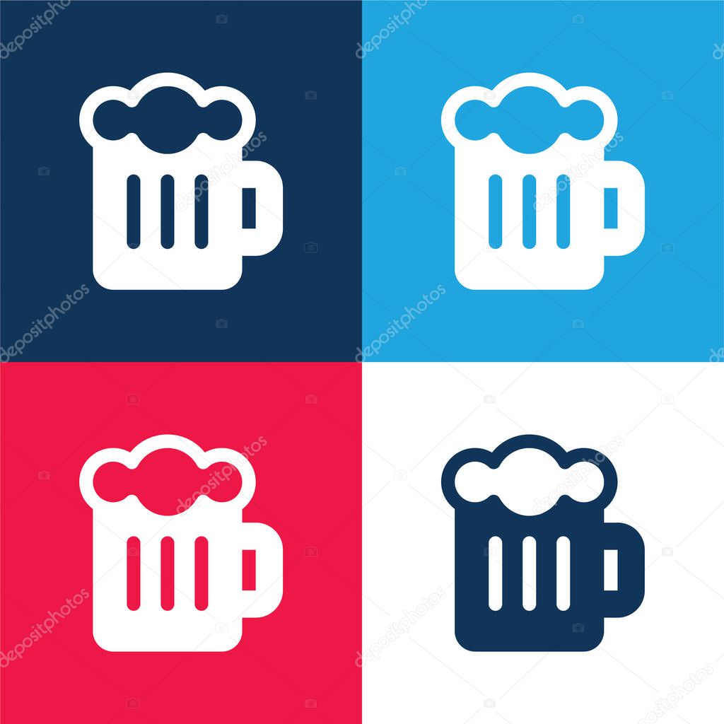 Beer blue and red four color minimal icon set