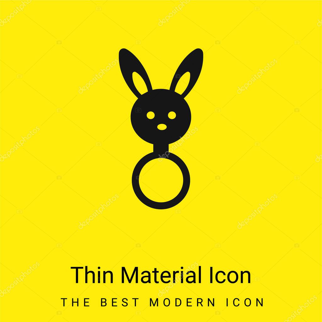 Baby Rattle With Bunny Head Shape minimal bright yellow material icon