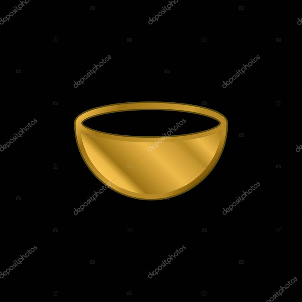 Bowl gold plated metalic icon or logo vector