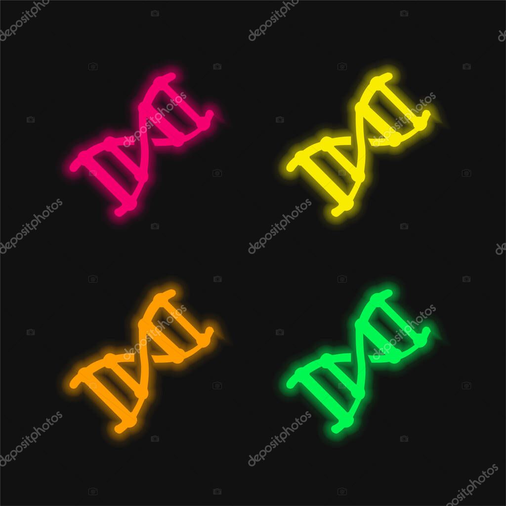 Biotech four color glowing neon vector icon