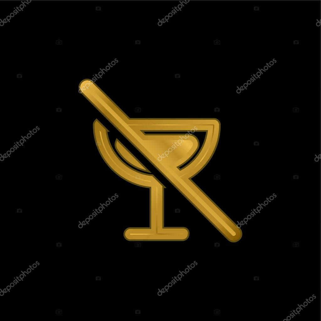 Alcoholic Drinks Prohibition gold plated metalic icon or logo vector