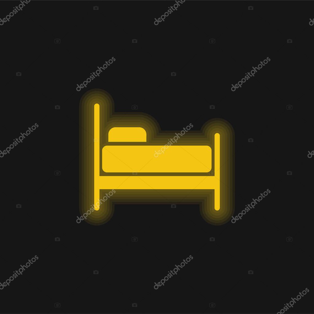 Bed yellow glowing neon icon