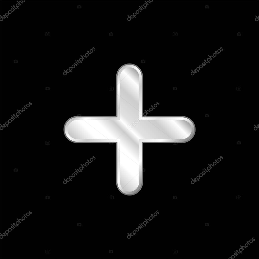 Addition Thick Symbol silver plated metallic icon