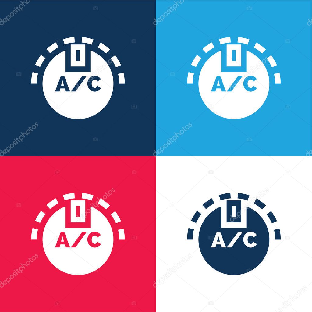 Air Conditioner blue and red four color minimal icon set