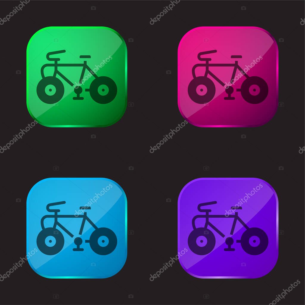 Bicycle four color glass button icon