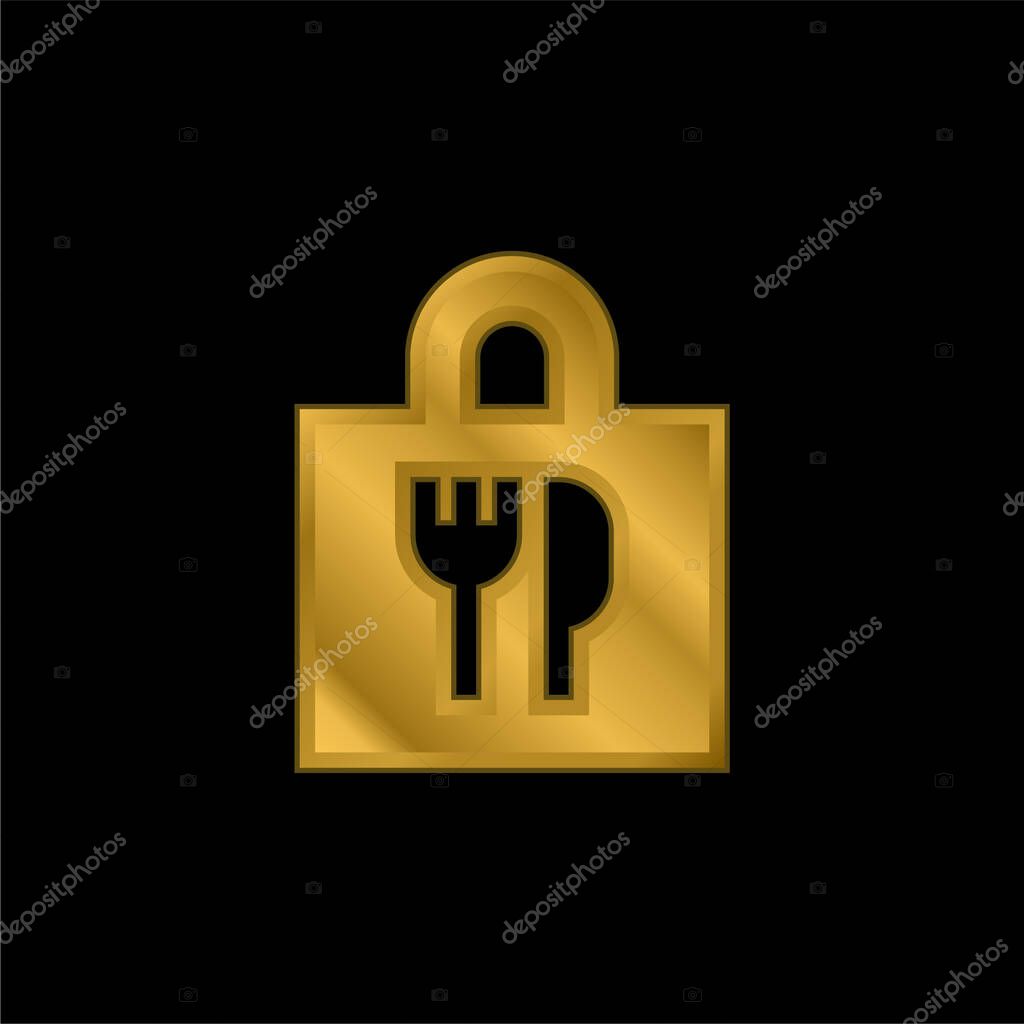 Bag gold plated metalic icon or logo vector