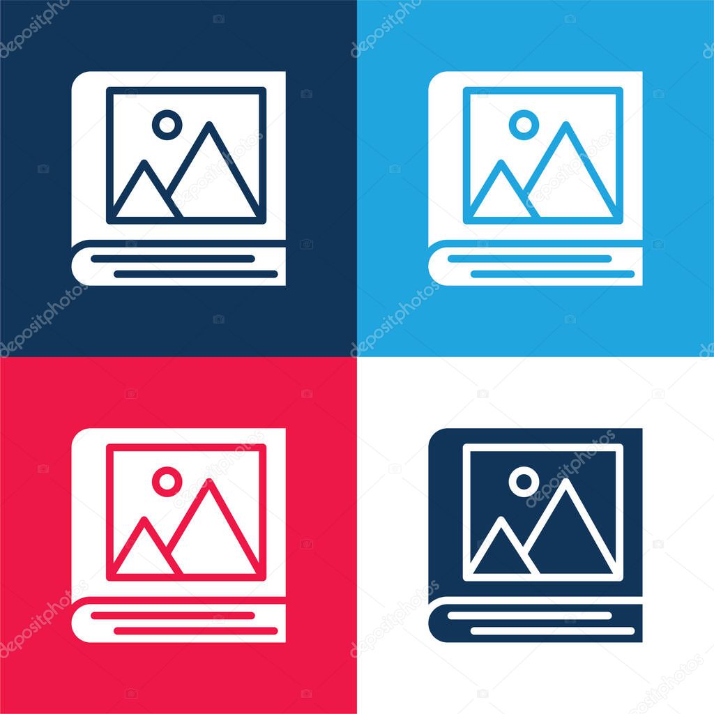 Album blue and red four color minimal icon set
