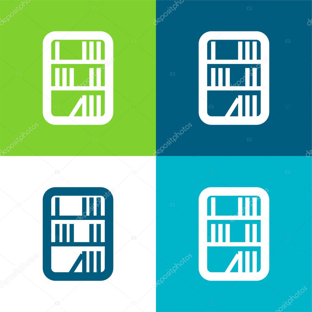 Books In A Library Flat four color minimal icon set