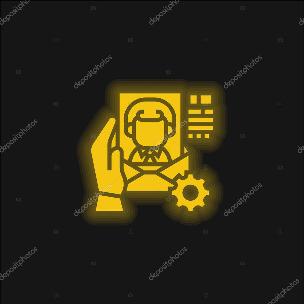 Agency yellow glowing neon icon