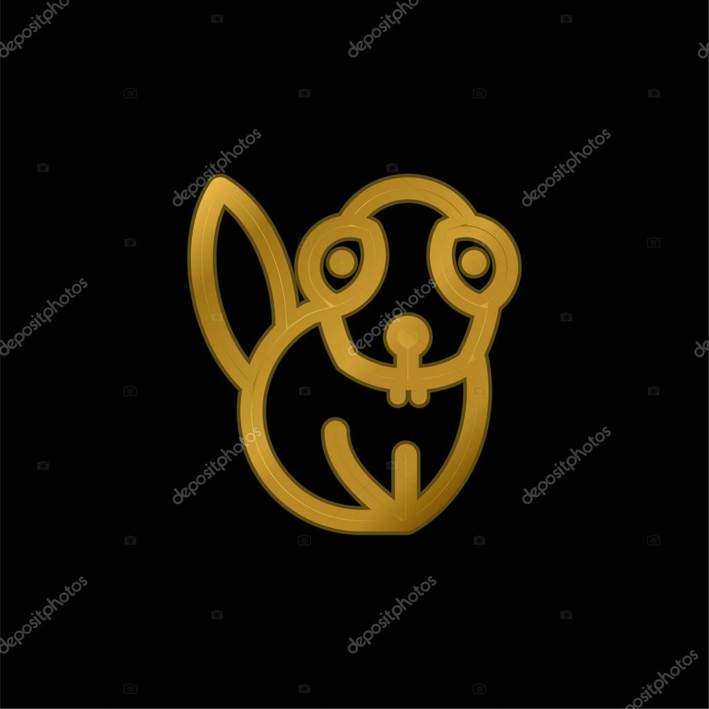 Beaver gold plated metalic icon or logo vector