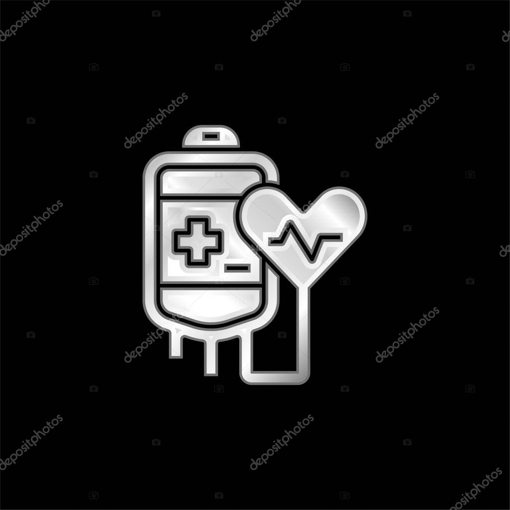 Blood Donation silver plated metallic icon