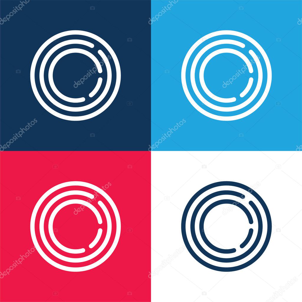 Big Frisbee blue and red four color minimal icon set