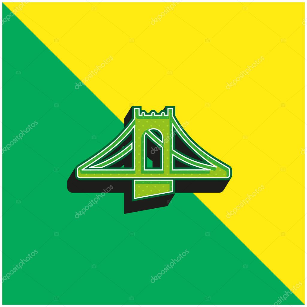 Bridge Green and yellow modern 3d vector icon logo