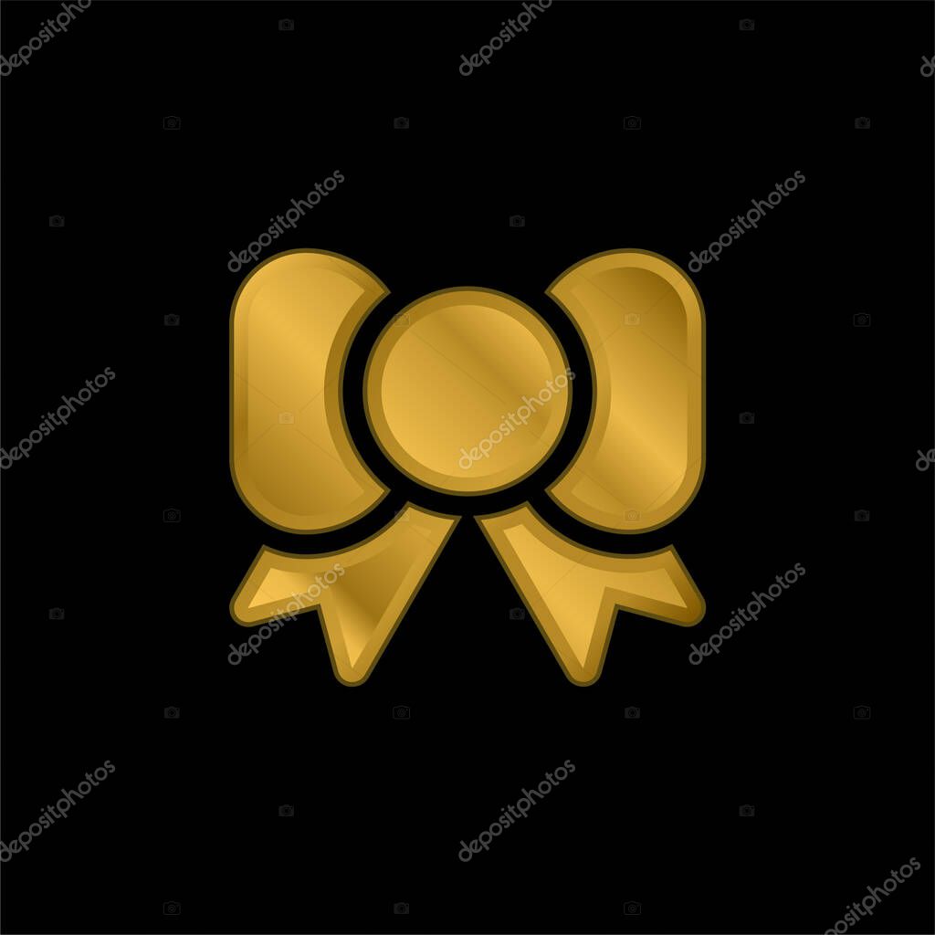 Bowtie gold plated metalic icon or logo vector
