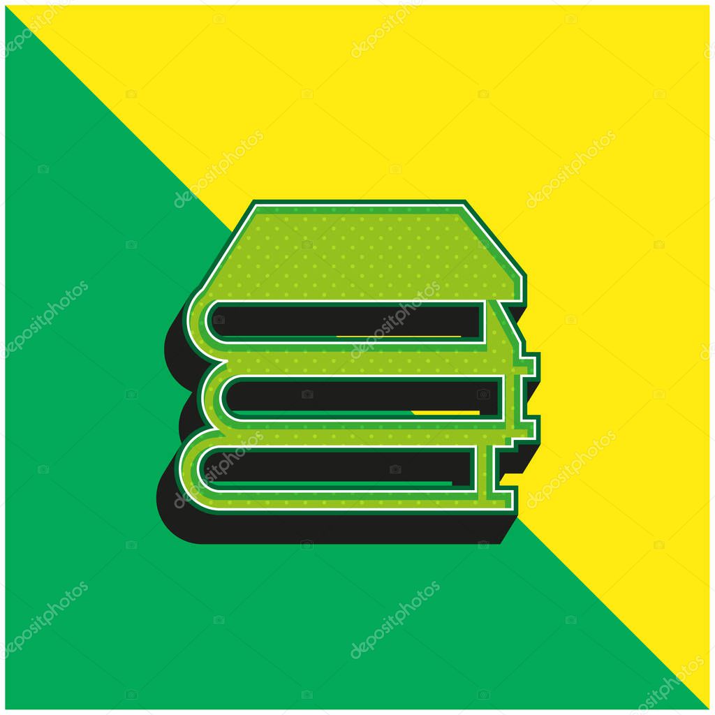 Books Stack Green and yellow modern 3d vector icon logo