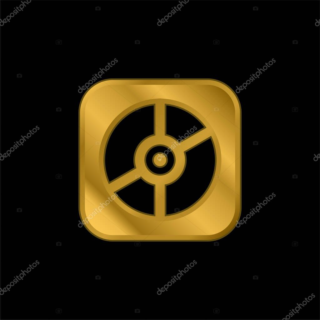 Apple gold plated metalic icon or logo vector