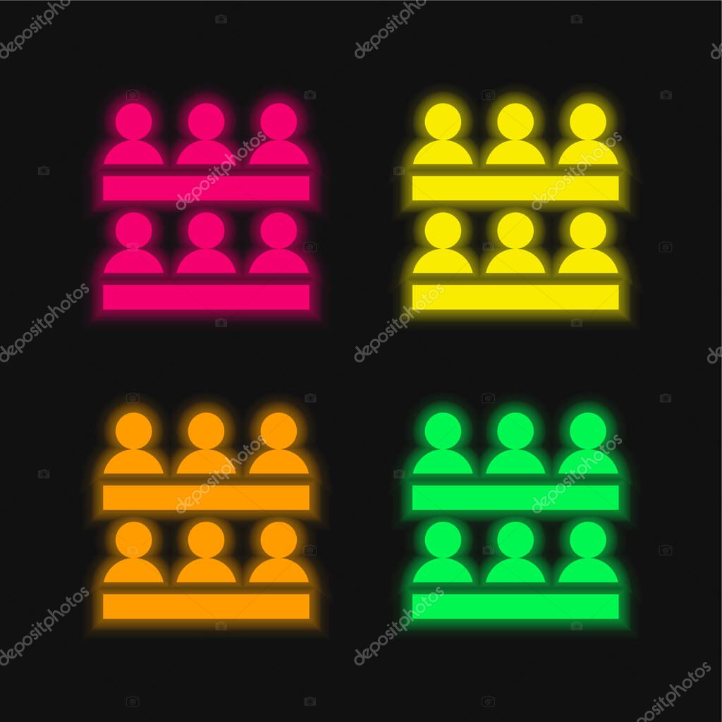 Association four color glowing neon vector icon
