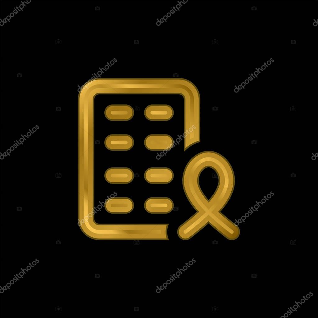 Aids gold plated metalic icon or logo vector