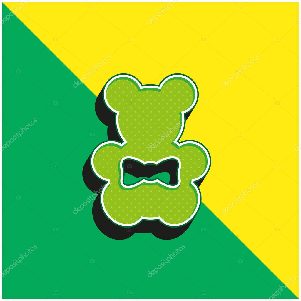 Bear Green and yellow modern 3d vector icon logo