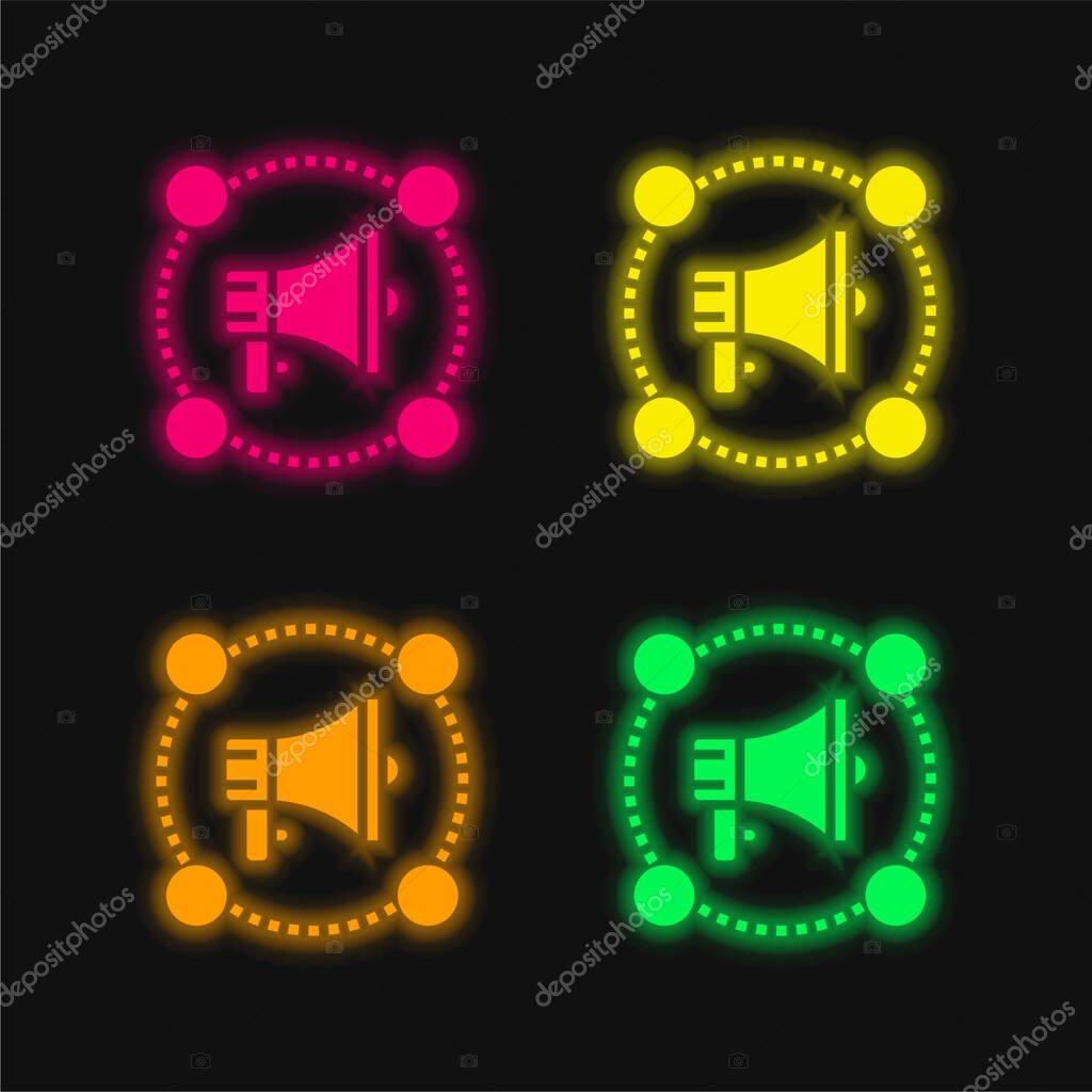 Affiliate Marketing four color glowing neon vector icon