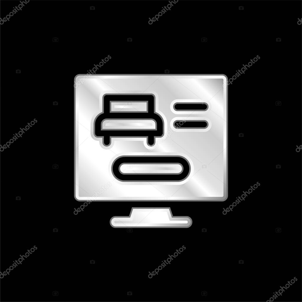 Booking Online silver plated metallic icon