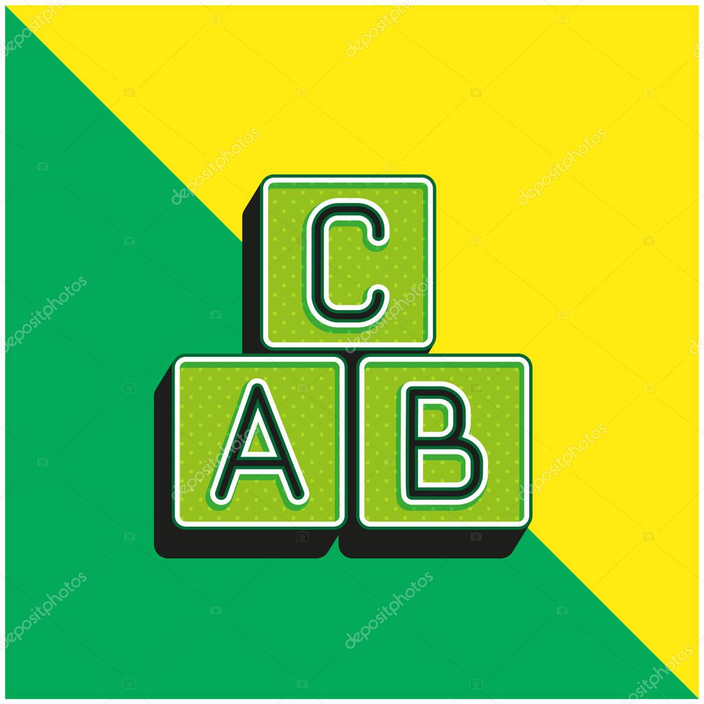 ABC Blocks Green and yellow modern 3d vector icon logo