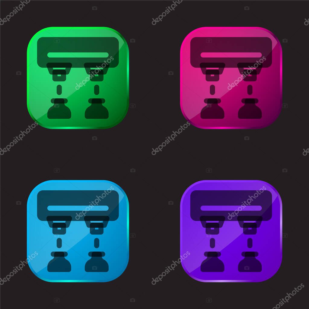 Assembly Line four color glass button icon