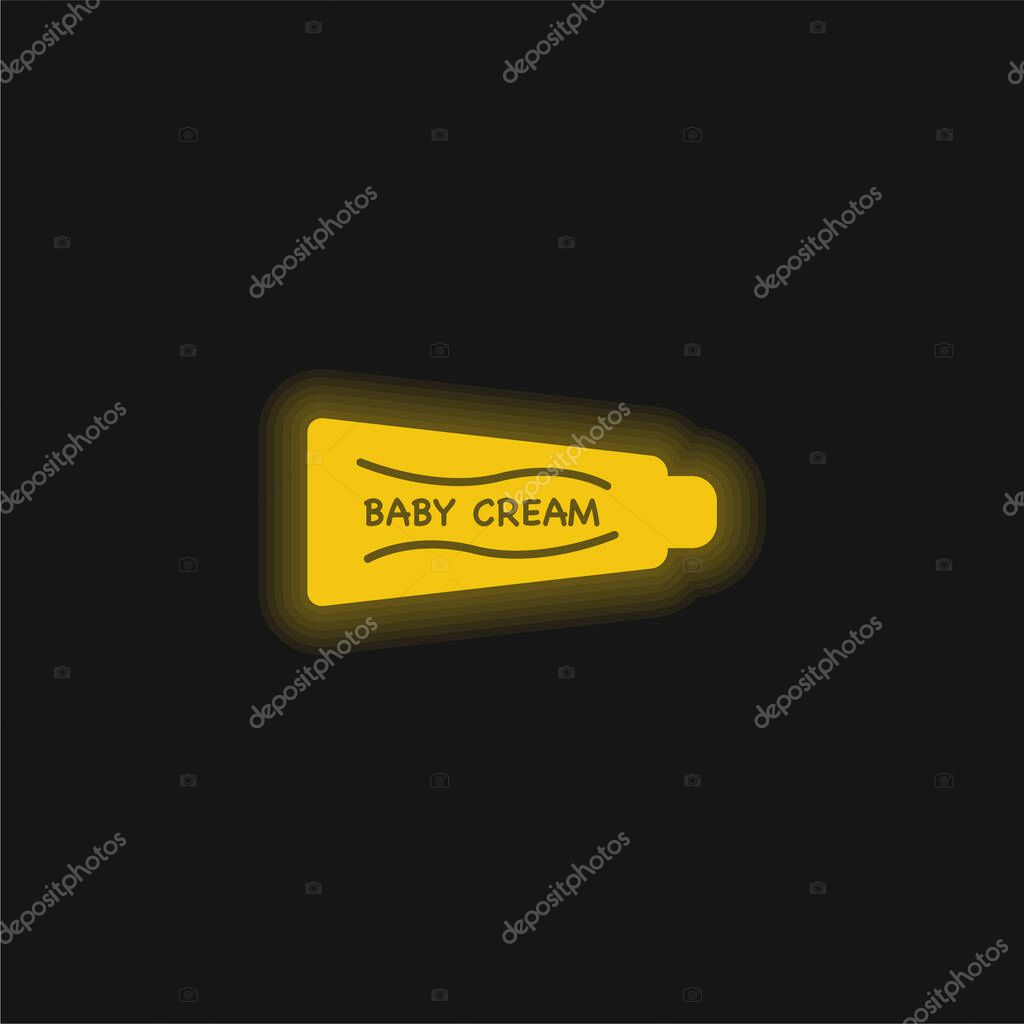 Baby Cream Variant yellow glowing neon icon