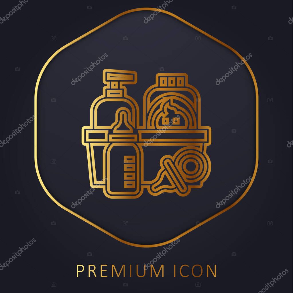 Baby Products golden line premium logo or icon