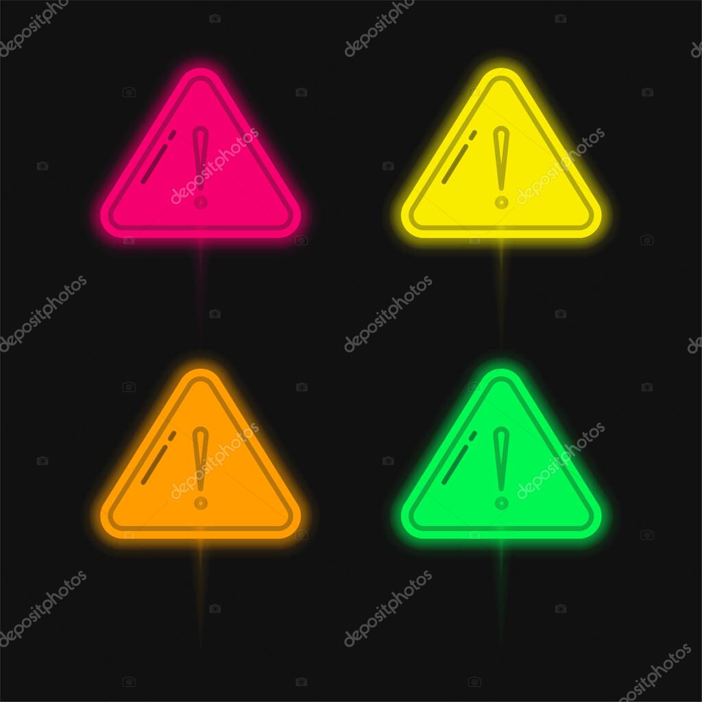 Alert four color glowing neon vector icon