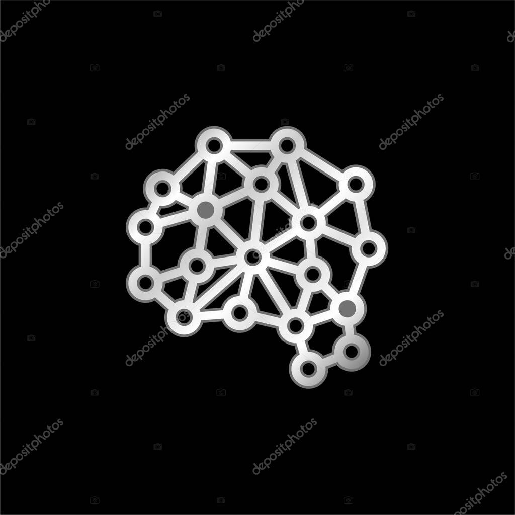 Artificial Intelligence silver plated metallic icon