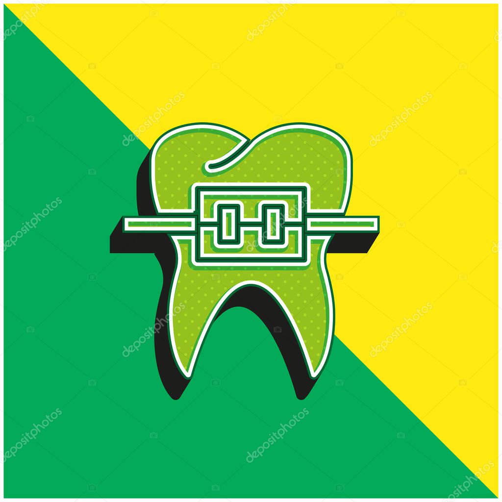 Braces Green and yellow modern 3d vector icon logo