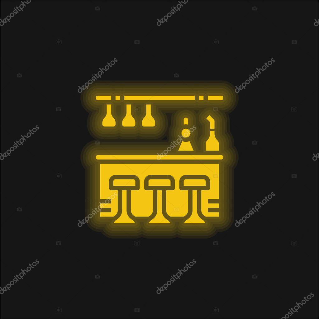 Bar Counter yellow glowing neon icon