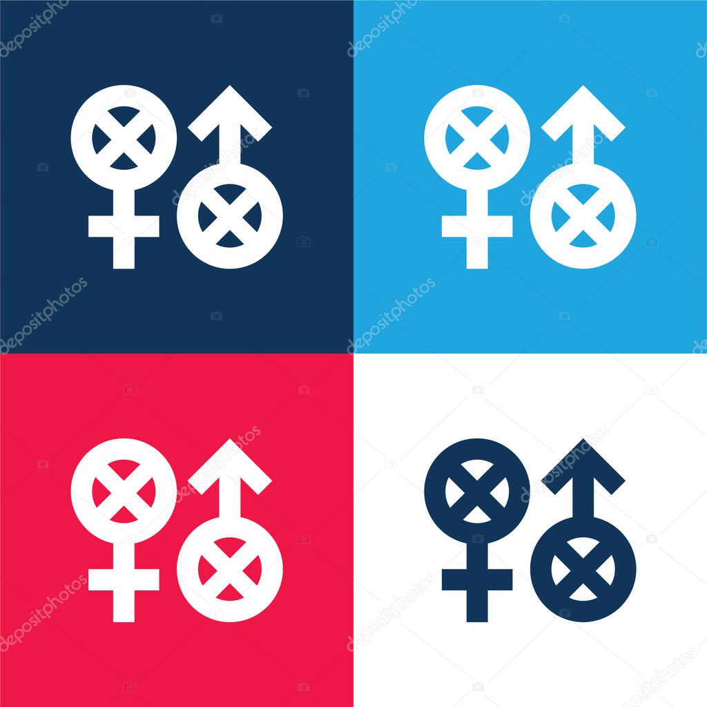 Biphobia blue and red four color minimal icon set
