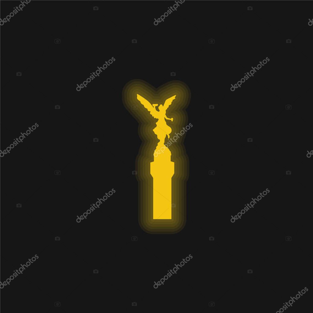 Angel Of Independence Of Mexico yellow glowing neon icon