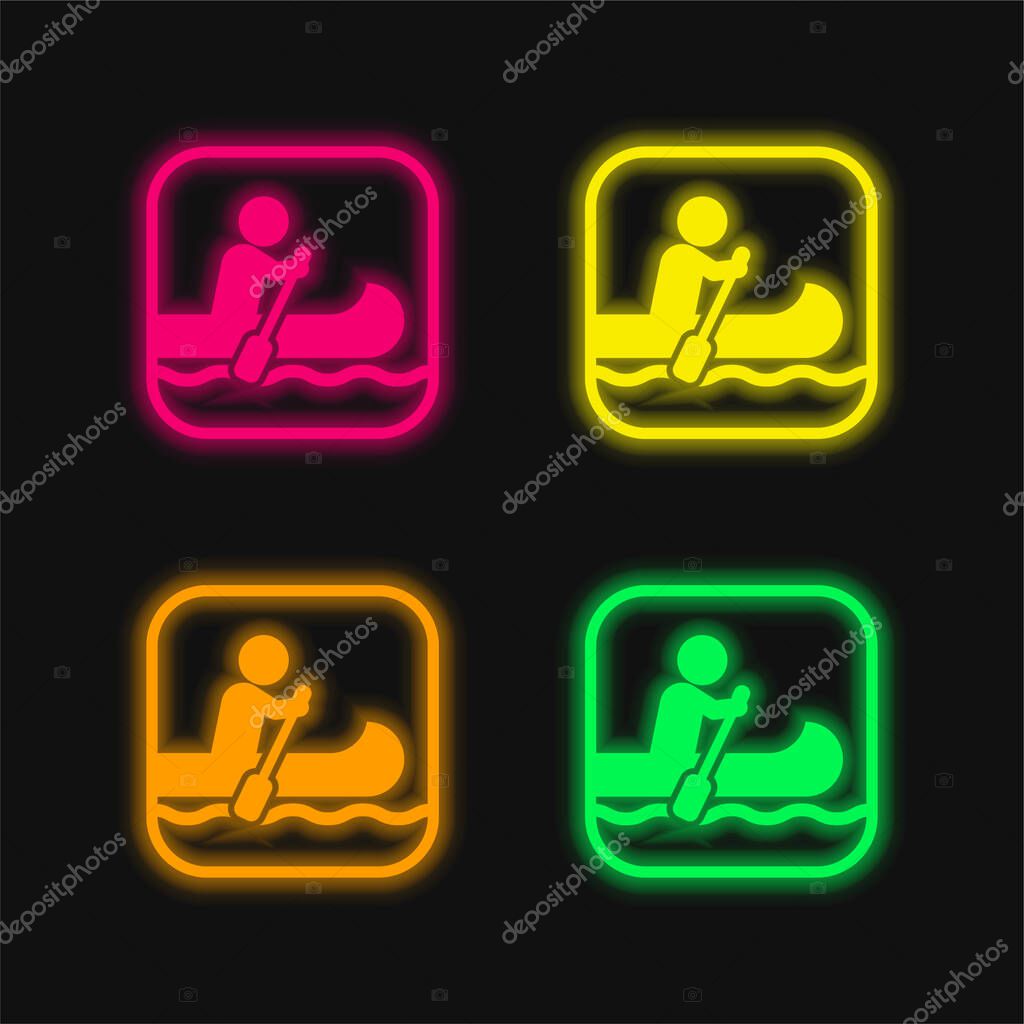 Nautica segno quattro colori incandescente icona al neon vettore