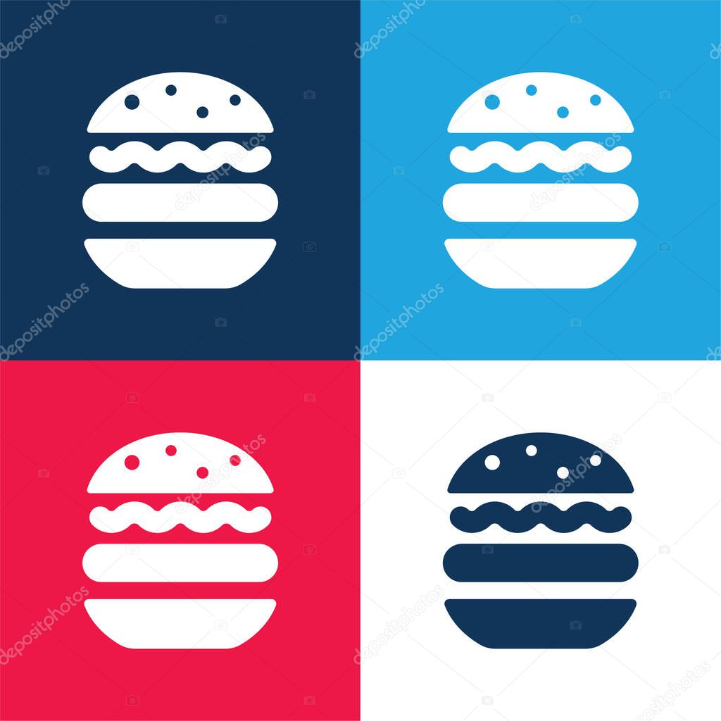 Big Hamburger blue and red four color minimal icon set