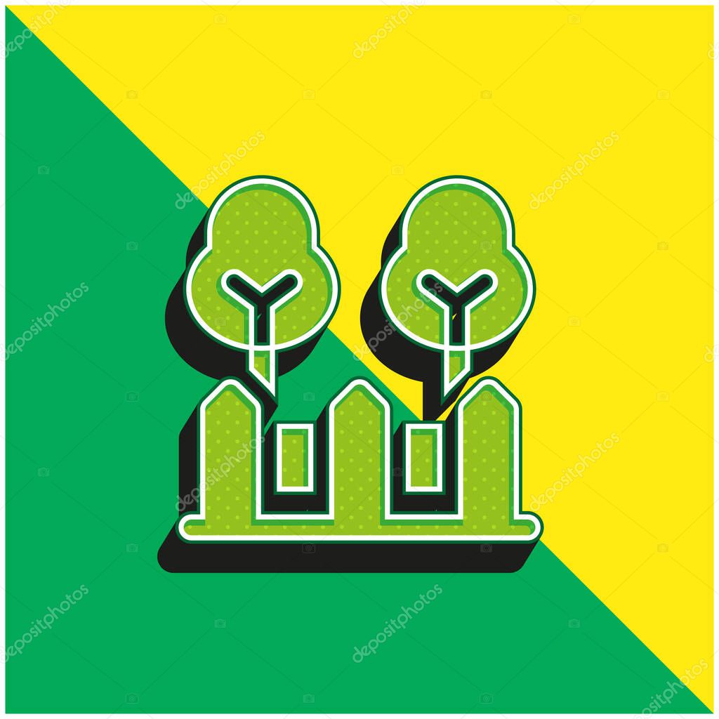 Backyard Green and yellow modern 3d vector icon logo