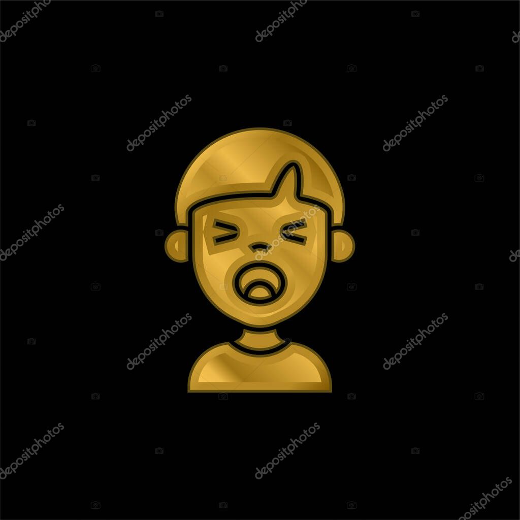 Boy gold plated metalic icon or logo vector