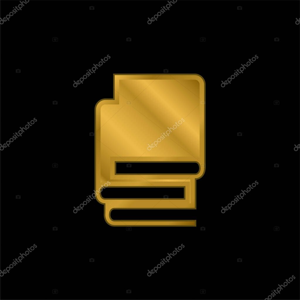 Books Stack Of Black Covers gold plated metalic icon or logo vector