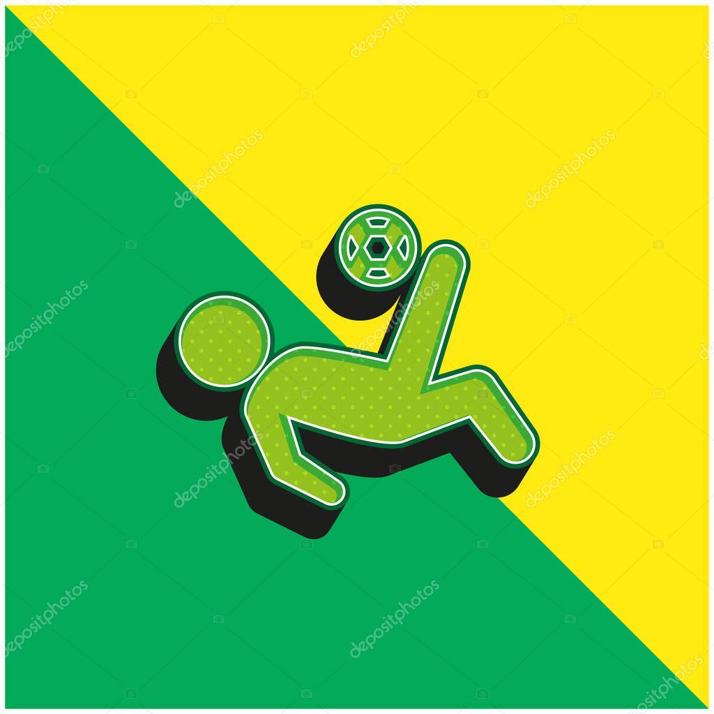 Bicycle Kick Green and yellow modern 3d vector icon logo