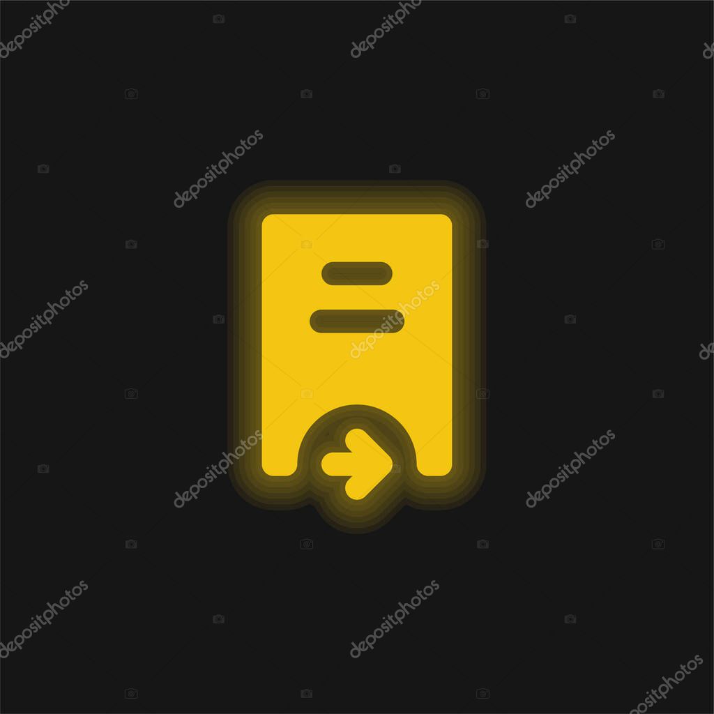 Bank yellow glowing neon icon