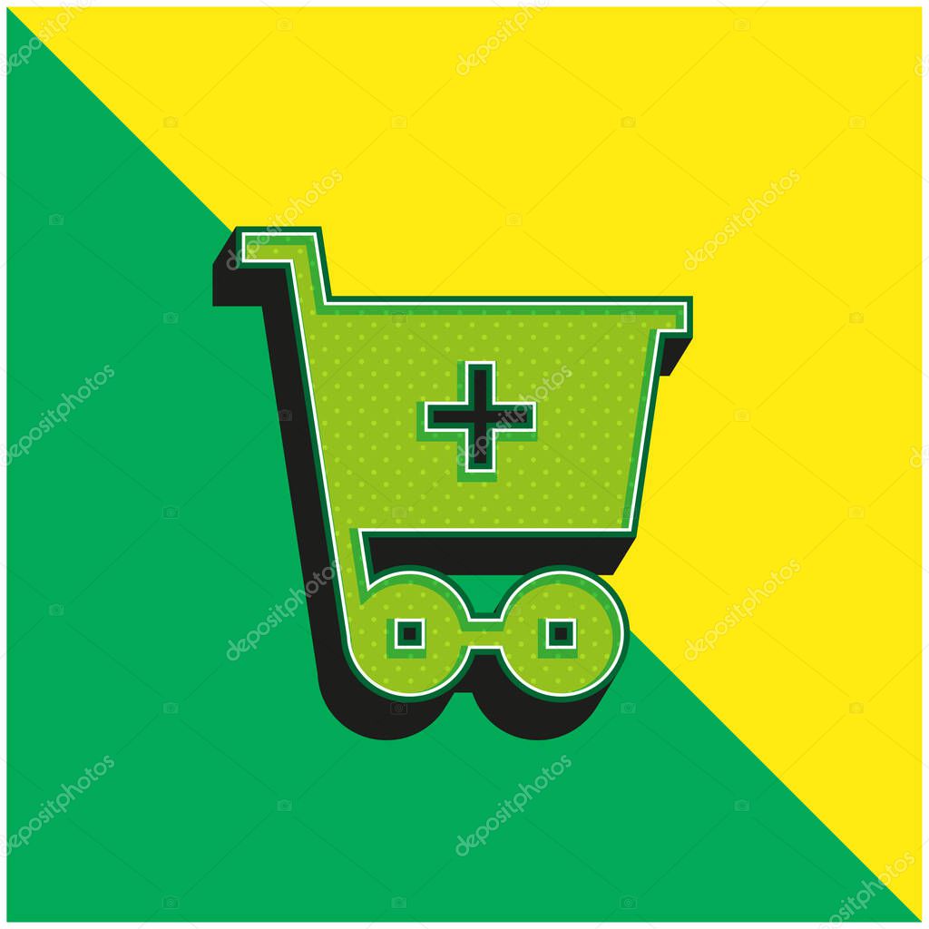 Add To Cart Green and yellow modern 3d vector icon logo