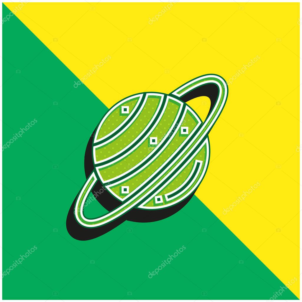 Astronomy Green and yellow modern 3d vector icon logo