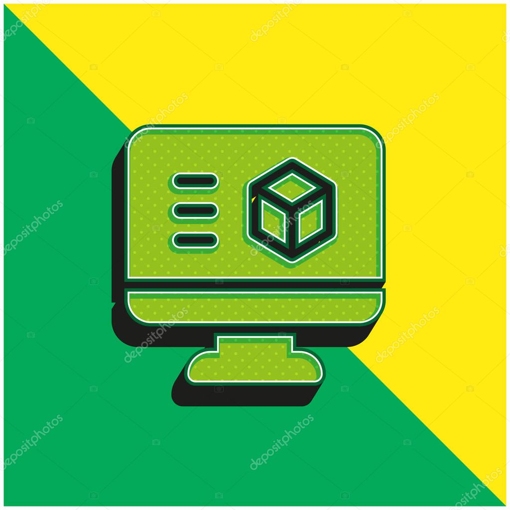 3d Printing Software Green and yellow modern 3d vector icon logo