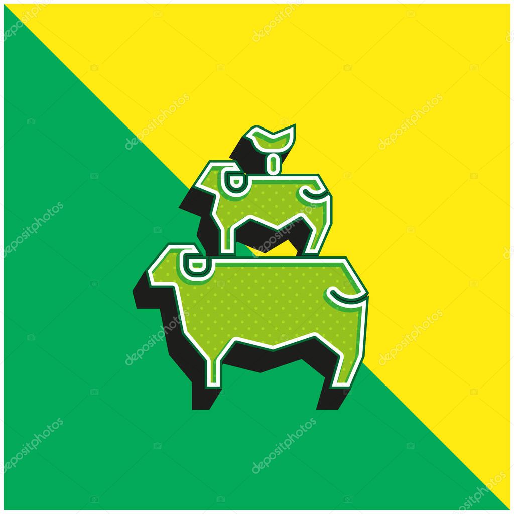 Animals Green and yellow modern 3d vector icon logo