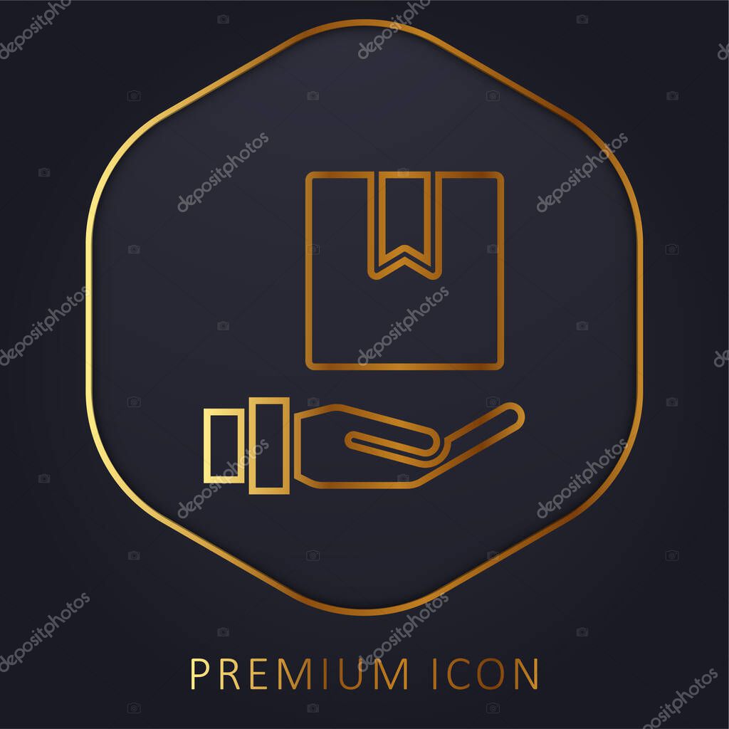 Box golden line premium logo or icon