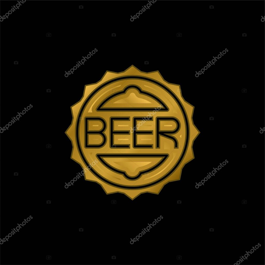 Bottle Cap gold plated metalic icon or logo vector