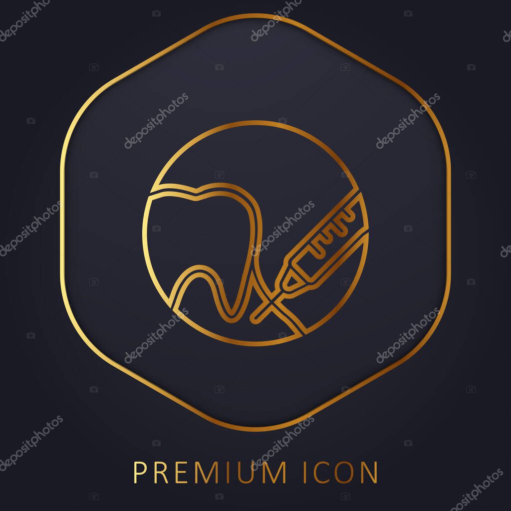 Anesthesia golden line premium logo or icon